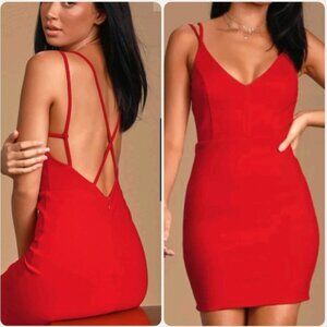 NWT Lulus | Saturday Night Thrive Red Backless Bodycon Mini Dress | Size Small